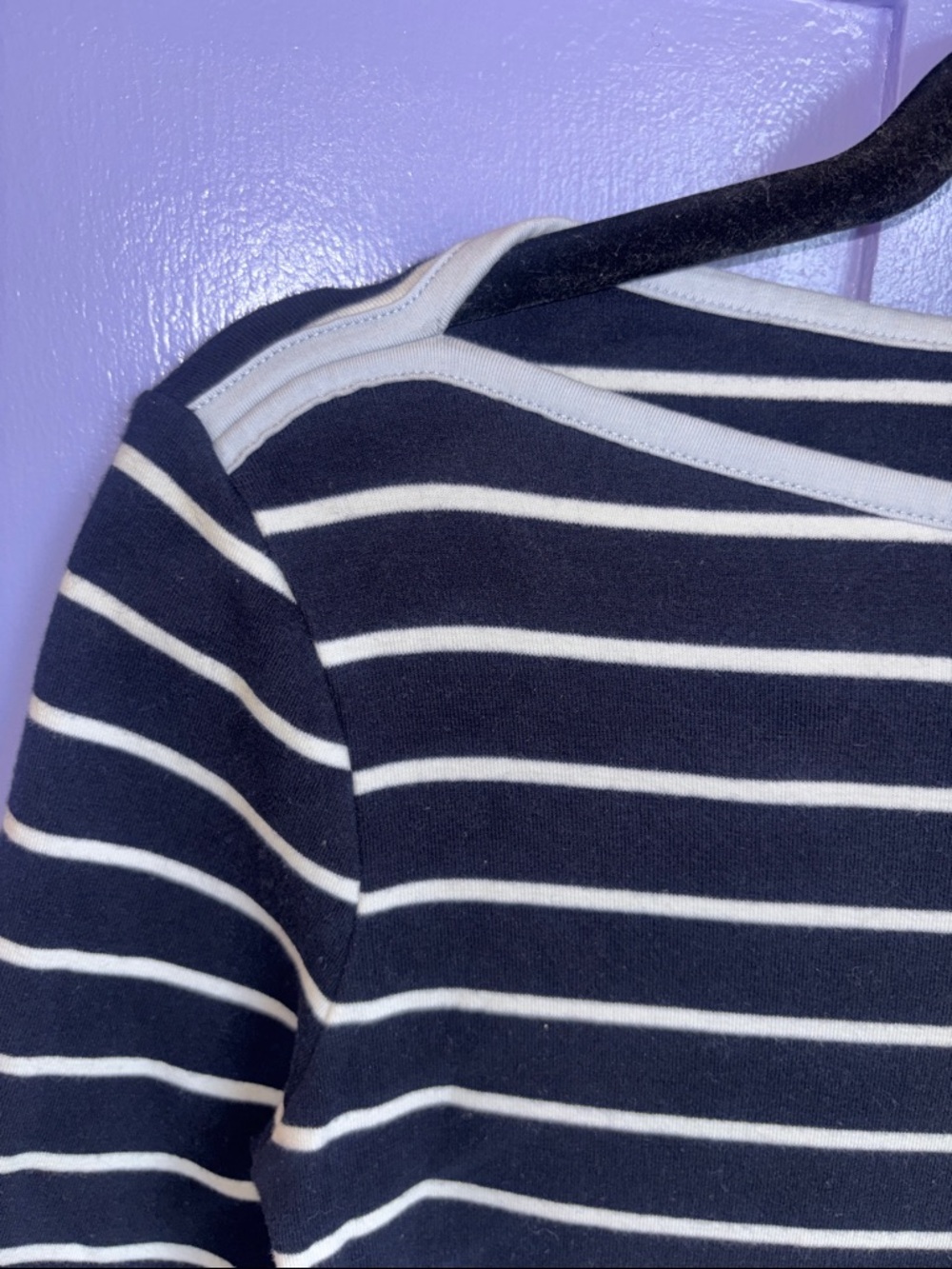 Lauren Ralph Medium White Navy Light Blue Striped Short Sleeve Boatneck coastal - Picture 2 of 11